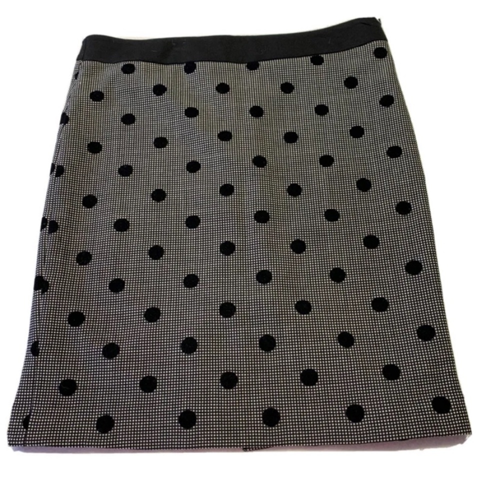Rodika Zanian Paris mini Skirt Size EU44/US10 Black pencil w/velvet polka dots